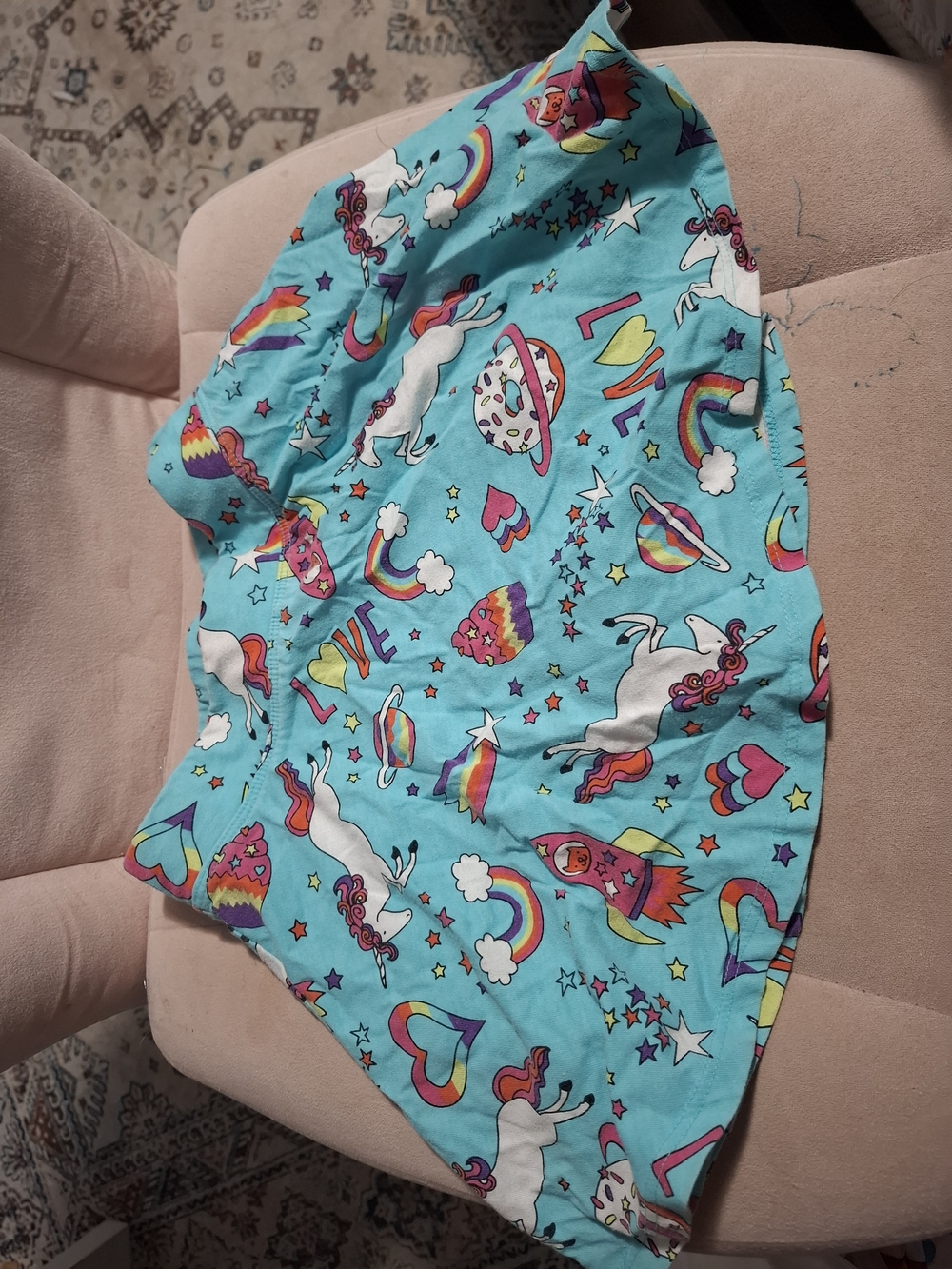 Place Bright Turquoise Unicorn & Rainbow Skirt